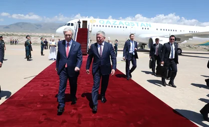 Kazakh President Kassym-Jomart Tokayev arrives in Kyrgyzstan
