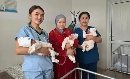 Triplets born in Kyrgyzstan's Leilek