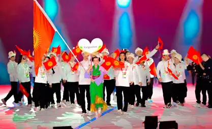 Team of Kyrgyzstan takes part in opening ceremony of 20th Asian Games