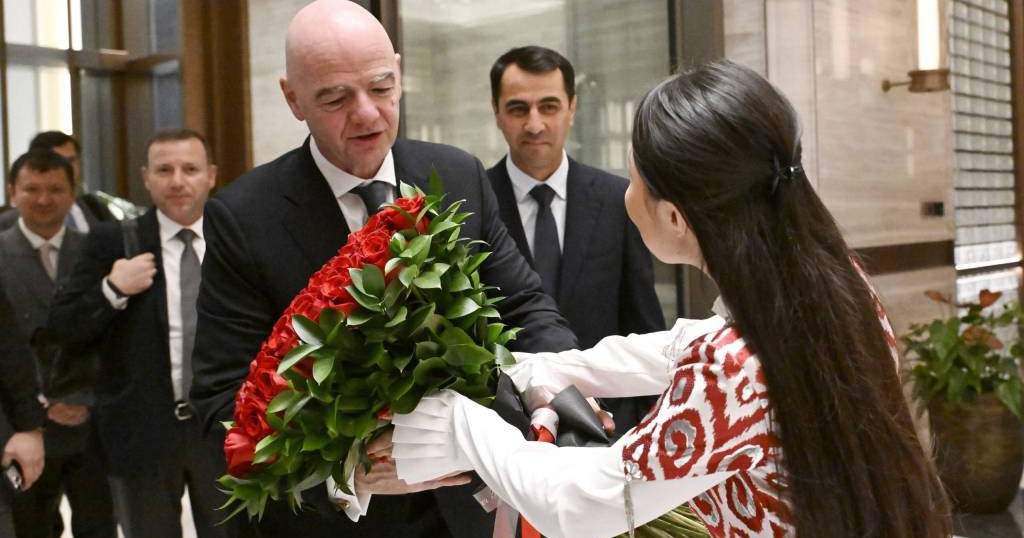 FIFA President Gianni Infantino arrives in Uzbekistan