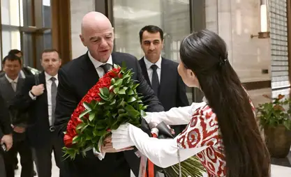 FIFA President Gianni Infantino arrives in Uzbekistan